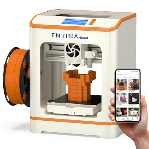 ☆新品☆Entina TINA2C mini 3D プリンター、完全に組み立て済み、WiFiクラウド印刷、アプリ制御2500以上のモデルライブラリ、20以上のカスタマイズ可能なモジュール、初心者向けのFDM 3Dプリンター、初心者、家族連れ、 a781682c