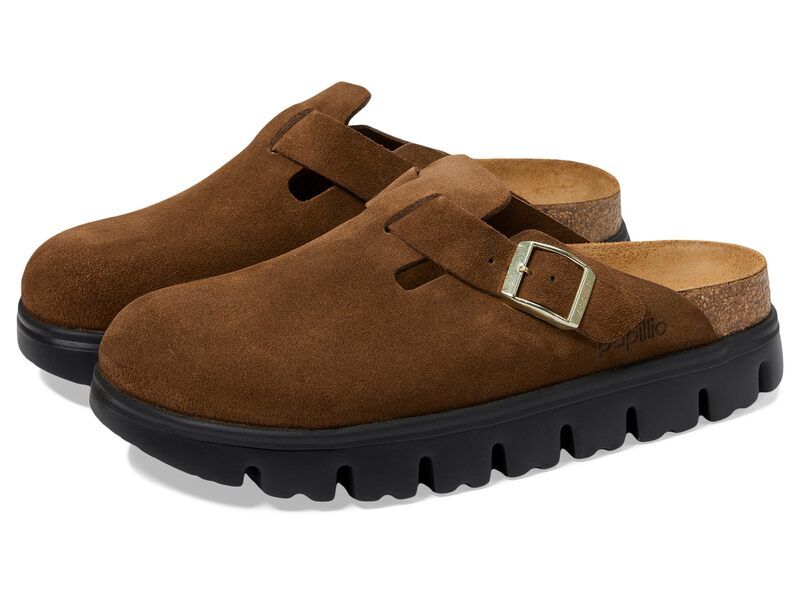 ビルケンシュトック レディース シューズ サンダル スエード Papillio by Birkenstock Boston Chunky Clog Suede Dark Tea