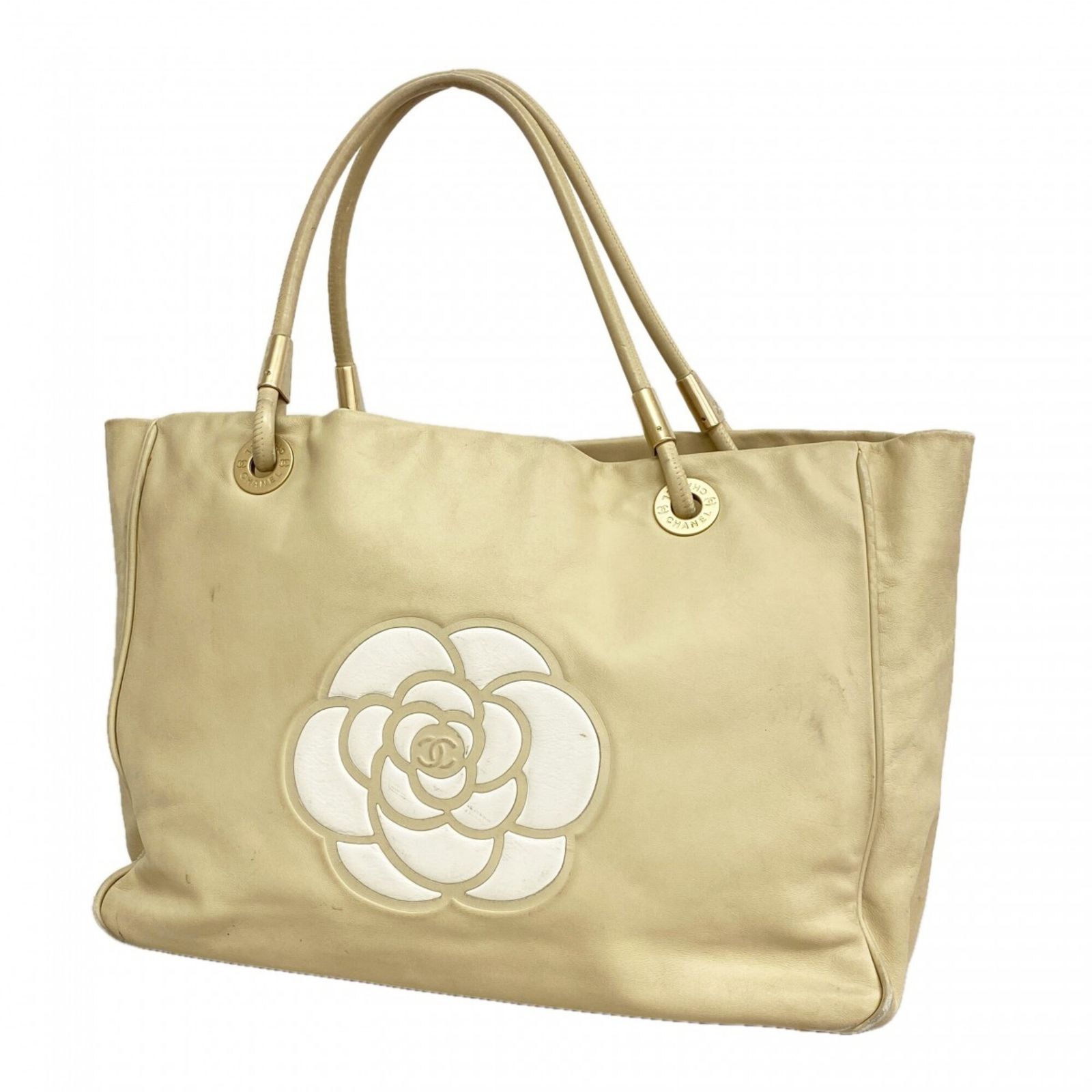 【本日限定】希少シャネル カメリア ラムスキン トートバッグ ヴィンテージ シャネル(Chanel) シャネル トートバッグ カメリア ラムスキン