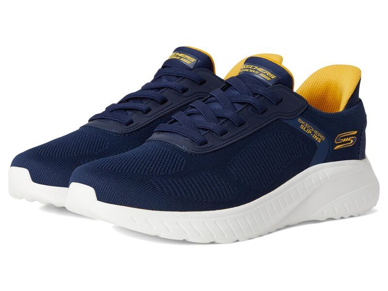 スケッチャーズ メンズ シューズ スニーカー BOBS from SKECHERS Hands Free SlipInsquad Chaos Solid Step Navy ネイビー