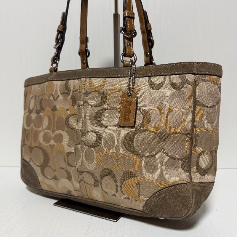 COACH コーチ 2178 シグネチャー トートバッグ ベージュ キャンバス スエード 肩掛け B625