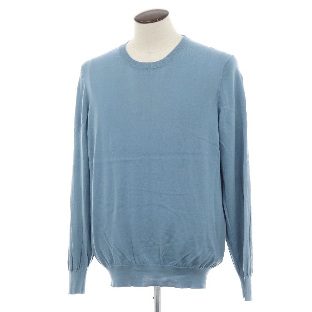 【中古】ブルネロクチネリ Brunello Cucinelli ハイゲージ コットン クルーネック プルオーバーニット ライトブルー【サイズ54】【メンズ】