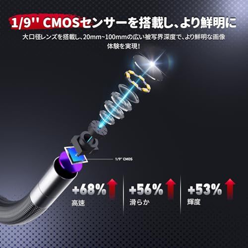 【新品】先端可動式ファイバースコープ 3.5インチIPSスクリーン内視鏡カメラ6.2mm直径工業内視鏡IP67防水検査カメラ 6つの調整可能なLEDライト自動車 精密機械 配管 排水口 自宅建築 年末掃除の点検 日本語対応 (2M半剛性ケーブ c661cc0a