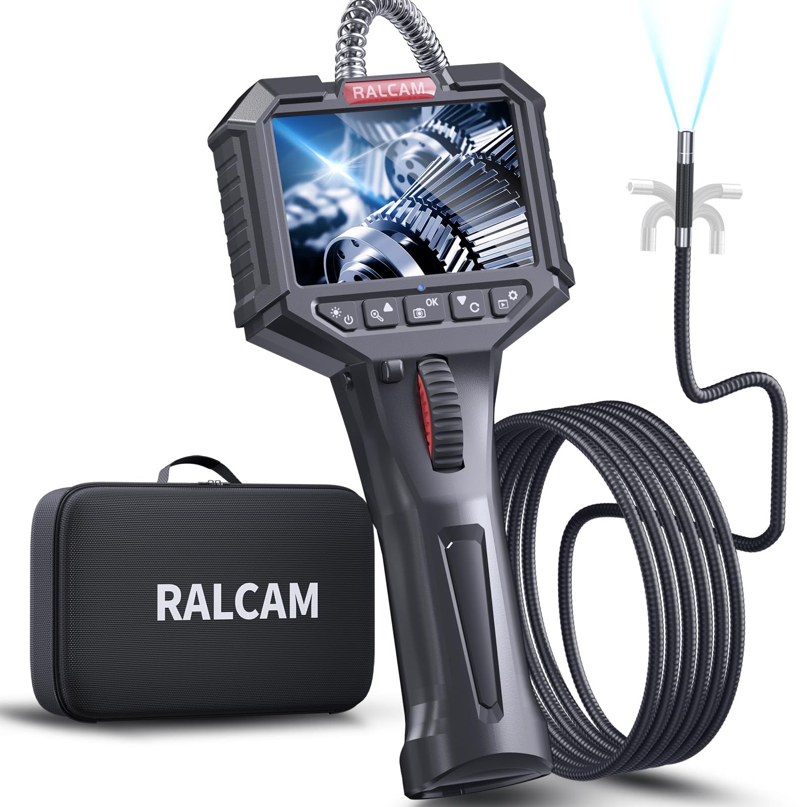 【新品】先端可動式ファイバースコープ 3.5インチIPSスクリーン内視鏡カメラ6.2mm直径工業内視鏡IP67防水検査カメラ 6つの調整可能なLEDライト自動車 精密機械 配管 排水口 自宅建築 年末掃除の点検 日本語対応 (2M半剛性ケーブ c661cc0a