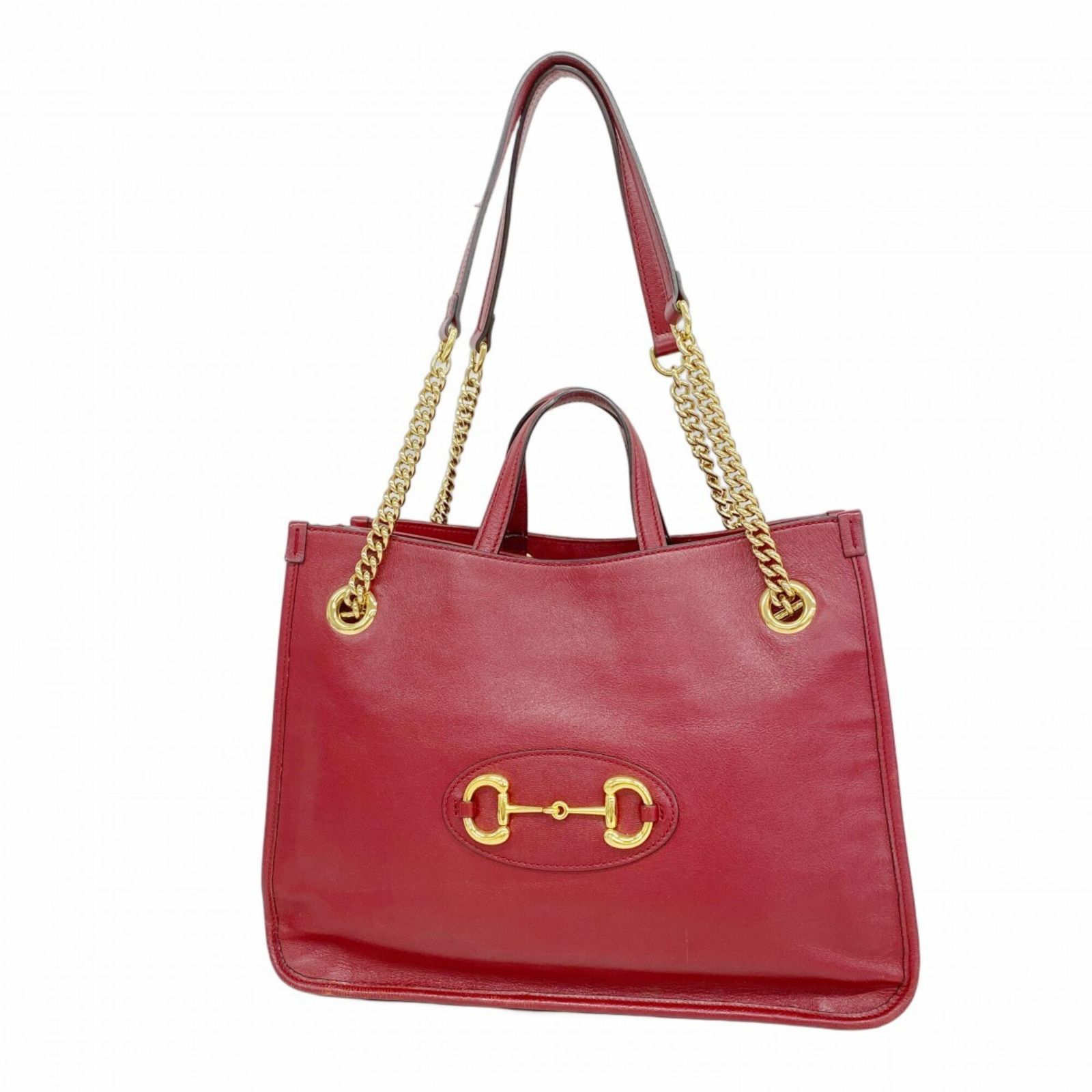 グッチ(Gucci) グッチ トートバッグ ホースビット 621144 レザー レッド 2wayバッグレディース