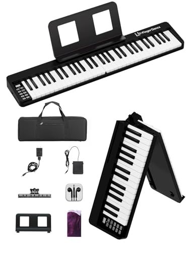 電子ピアノ 61鍵盤 折り畳み 初心者 練習用 軽量 手持ち 持ち運びケース ペダル付き 専用マット (黒)YZ 98212e33
