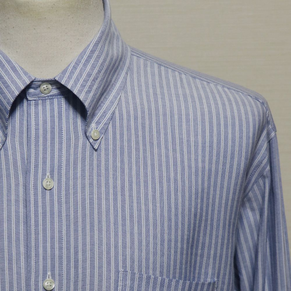 ブルックスブラザーズ メンズ シャツ ボタンダウンシャツ 17-34 2XL 3XL 白×青 ストライプ 赤タグ MADISON ビックサイズ オーバーサイズ 美品 アメリカ古着