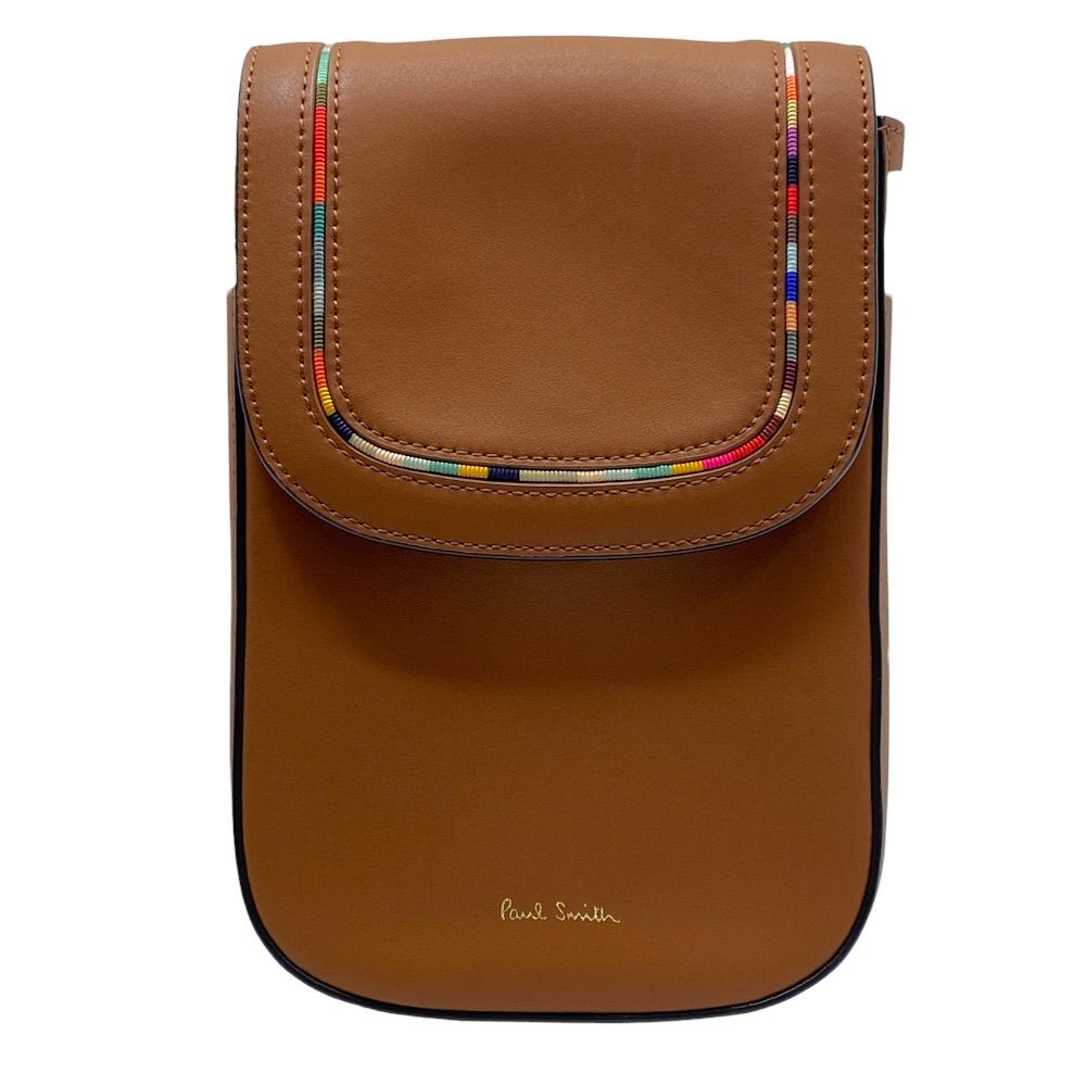 Paul Smith ポールスミス スワールインセット フラップ ショルダーバッグ ロゴ レザー ブラウン 洗練 高級感 カジュアル スタイリッシュ 上品 都会的 人気 実用的 快適