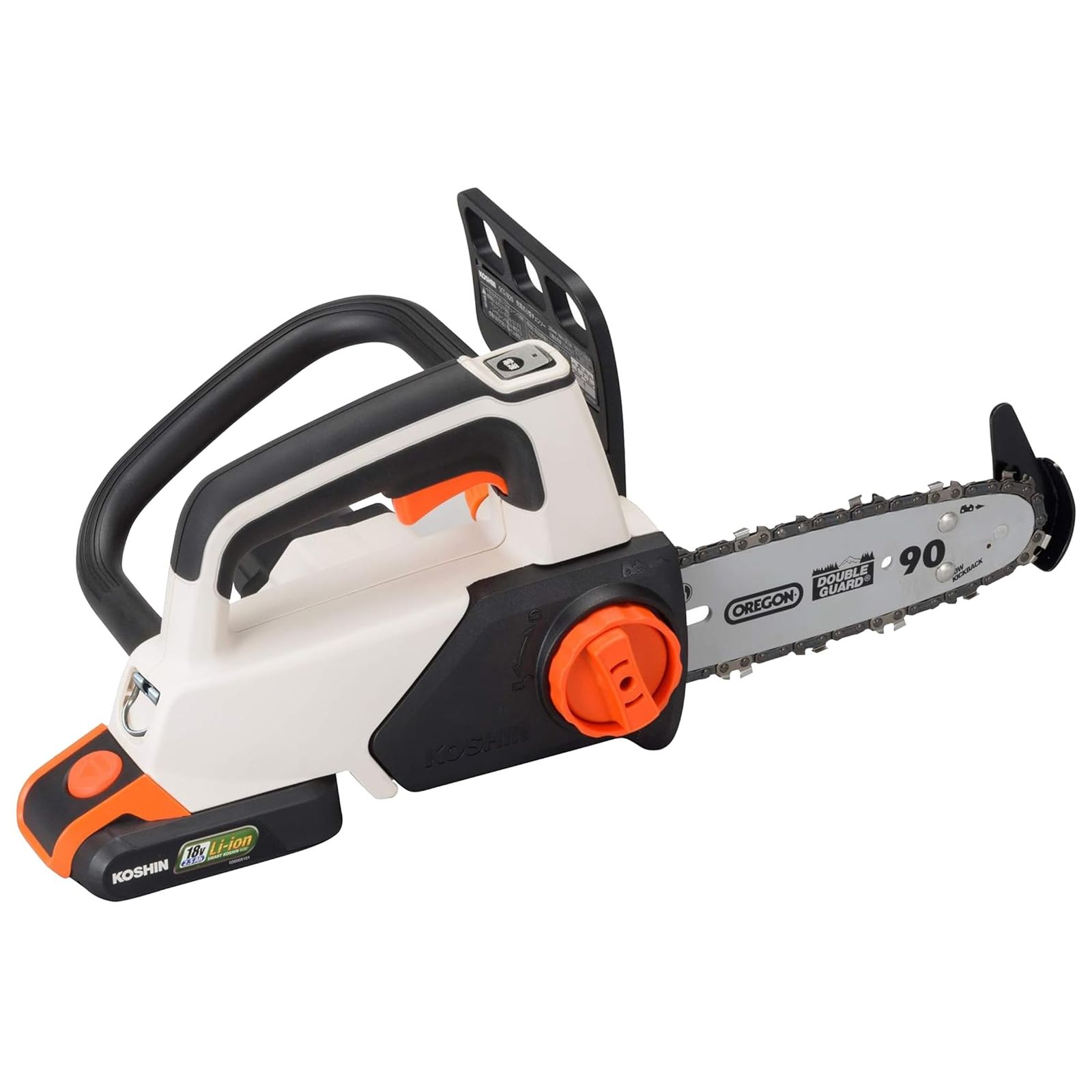 工進(KOSHIN) 18V 2.0Ah 充電式 チェンソー SCS-1820R バッテリー・充電器付 リアハンドル 細枝 太枝 万能 自動 注油 白・黒 [1)バッテリーセット]
