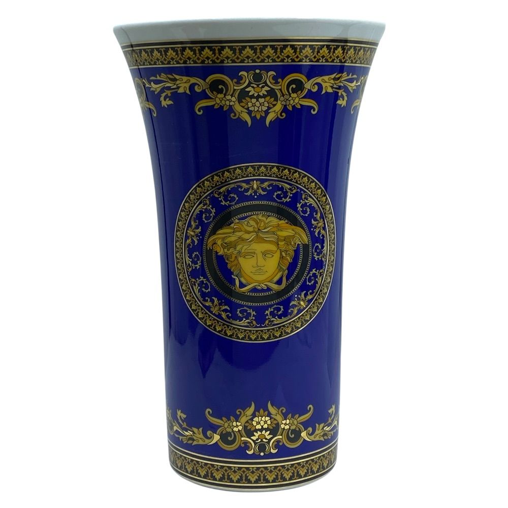 未使用 VERSACE ヴェルサーチェ Rosenthal ローゼンタール フラワーベース 花瓶 メデューサ ポーセリン 磁器 コバルトブルー ゴールド インテリア エレガント ラグジュアリー 高級感 コレクション 27,010円