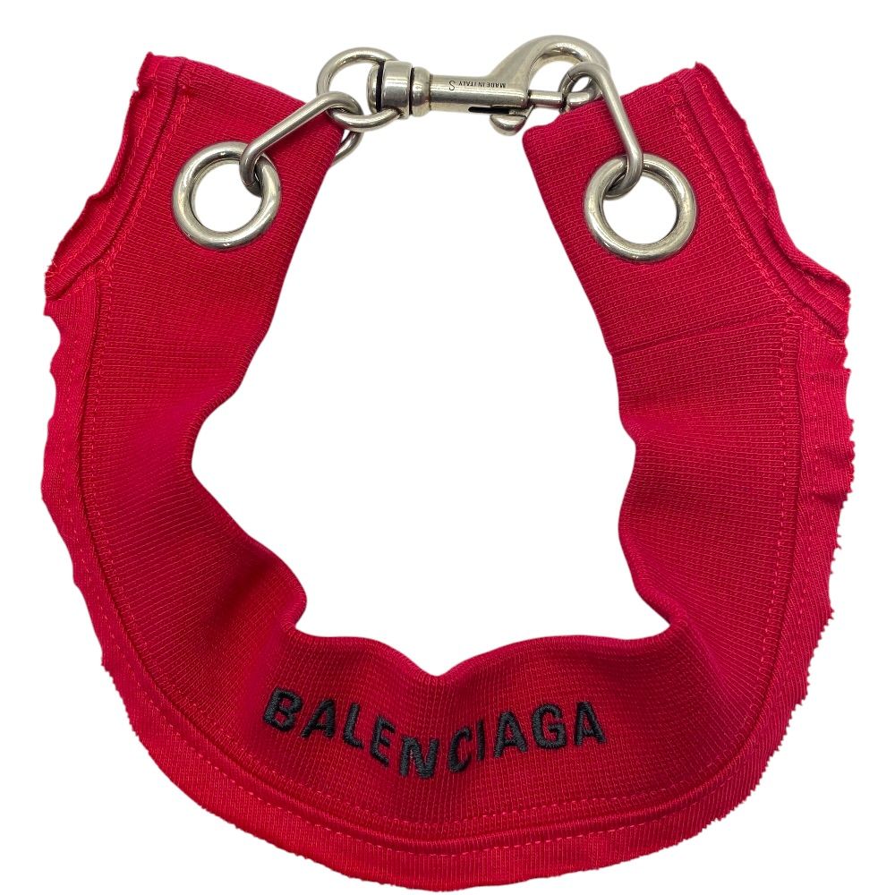 未使用 BALENCIAGA バレンシアガ チョーカー ネックレス アクセサリー レッド ブラック ロゴ コットン 742437 S 洗練 高級感 モード ラグジュアリー スタイリッシュ 上品 人気 個性的