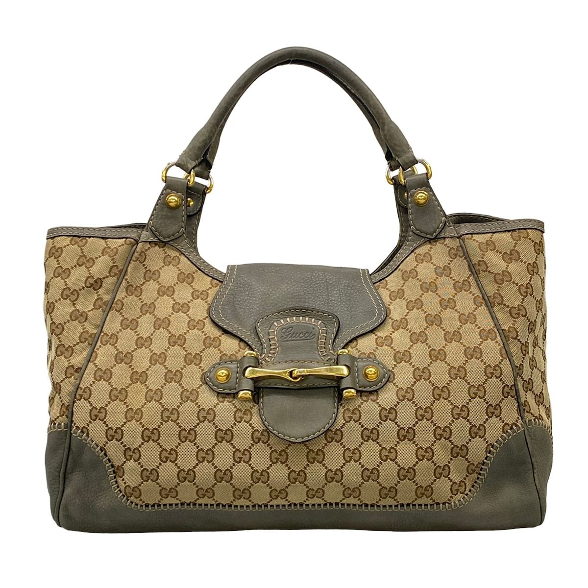 GUCCI(グッチ) ハンドバッグ ニューペラム 223958 ダークブラウン×ベージュ×グレー レザー
