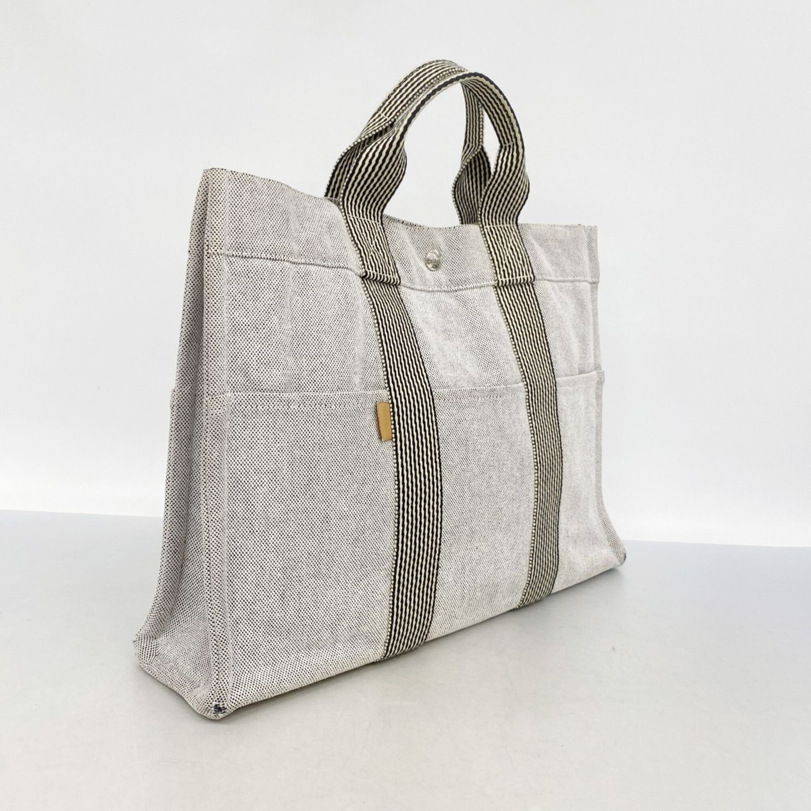 HERMES エルメス ニューフールトゥ　キャンバスグレーMM エルメス(Hermes) エルメス トートバッグ ニューフールトゥMM