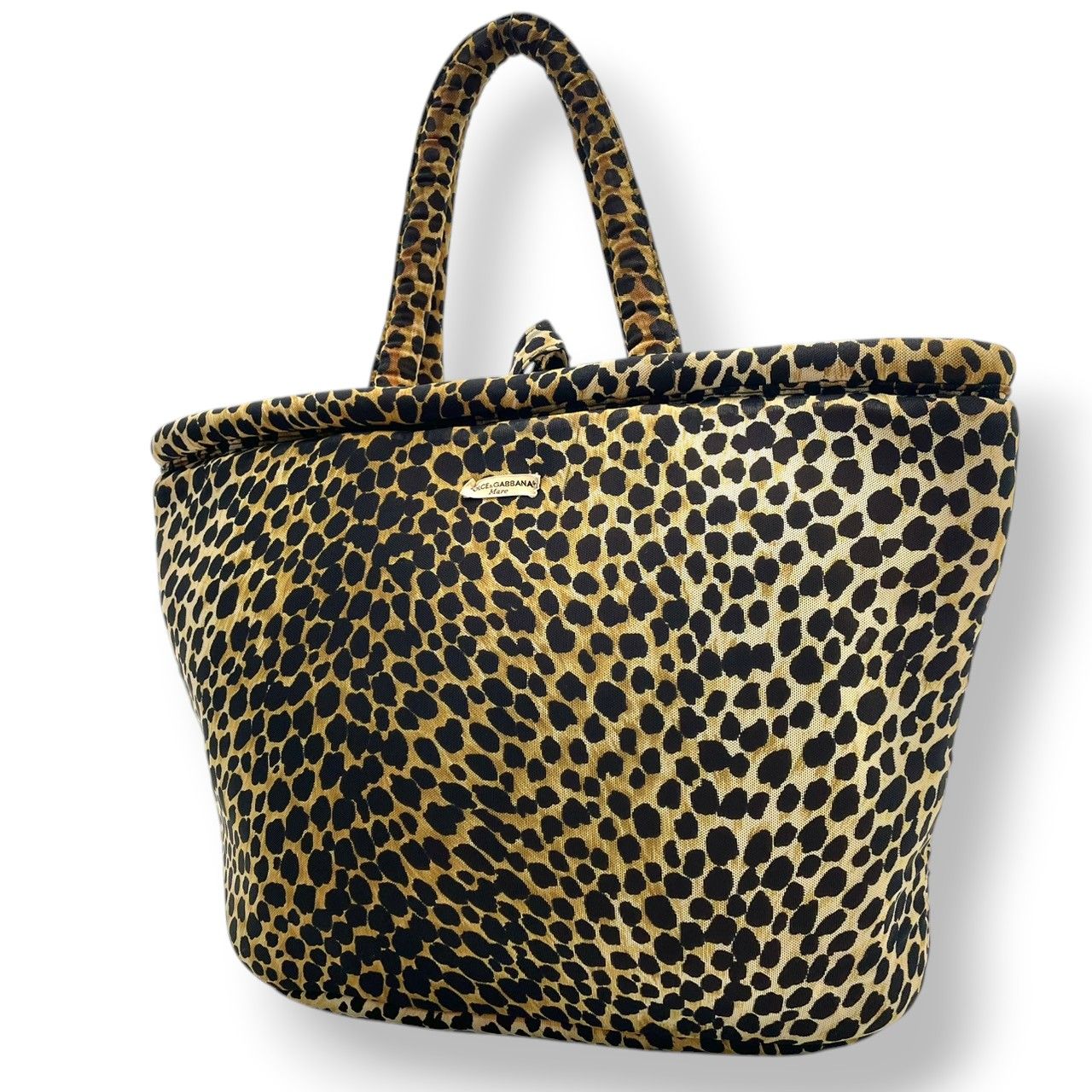 【良品】 ドルチェ＆ガッバーナ DOLCE&GABBANA トートバッグ ショルダーバッグ ナイロン レザー レオパード柄 ヒョウ柄 ブラウン 茶 ブラック 黒 肩掛け 大容量 軽量 A4収納可能 カジュアル クラシック エレガント レディース 定番 S59