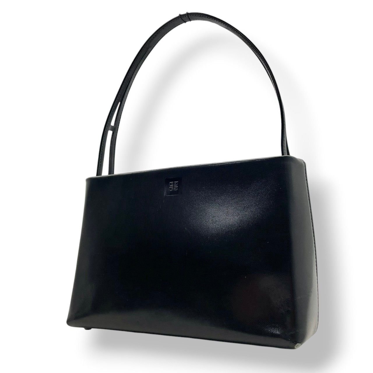 【良品】 ジバンシー GIVENCHY ハンドバッグ ミニボストンバッグ PVC ブラック 黒 ゴールド金具 4Gロゴ 総柄 型押し ヴィンテージ レトロ クラシック エレガント 上品 鞄 お出かけ フォーマル 冠婚葬祭 レディース 定番 人気 希少 S60