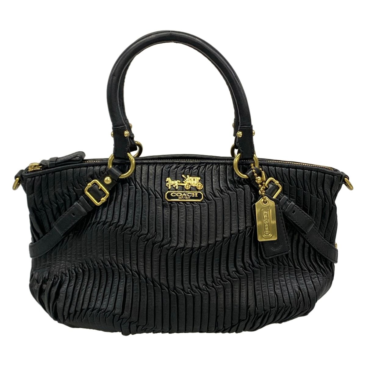 COACH(コーチ) ハンドバッグ マディソンギャザードレザーソフィアサッチェル 15942 黒 ギャザー レザー