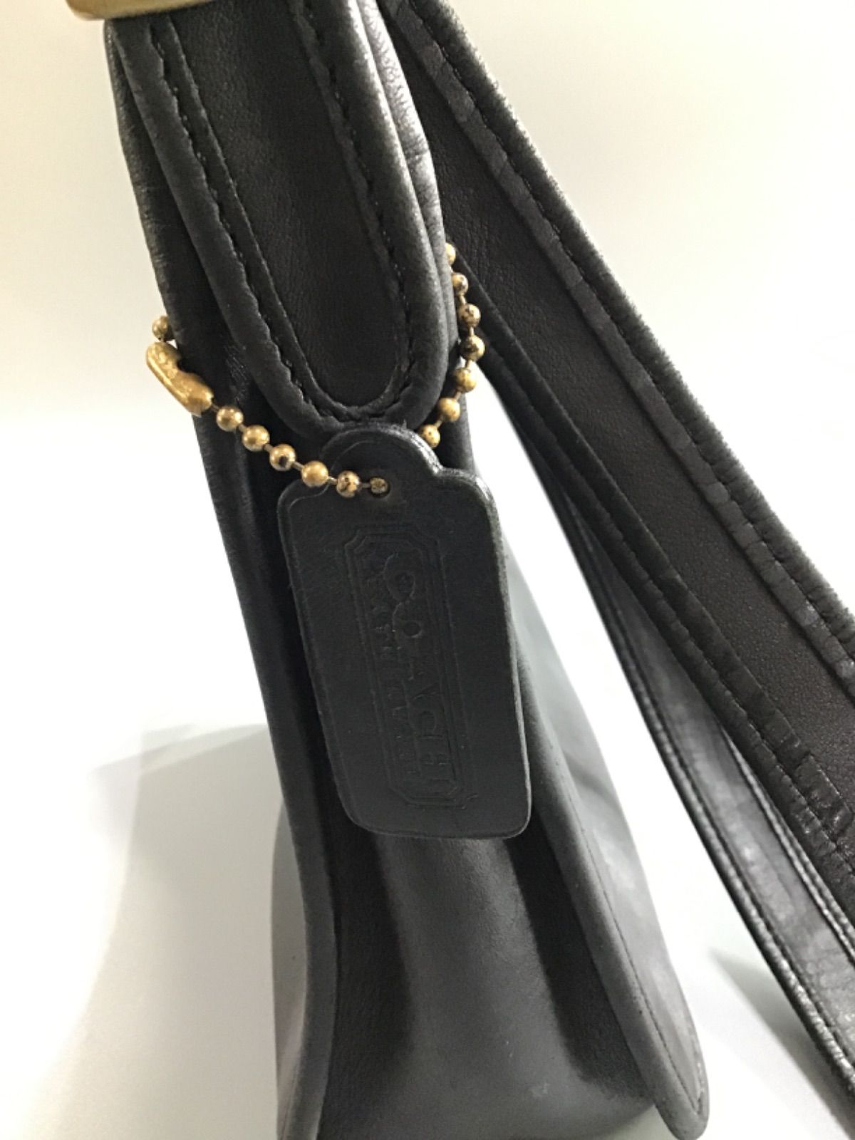 美品】COACH コーチ ショルダーバッグ レザー 黒 ゴールド金具