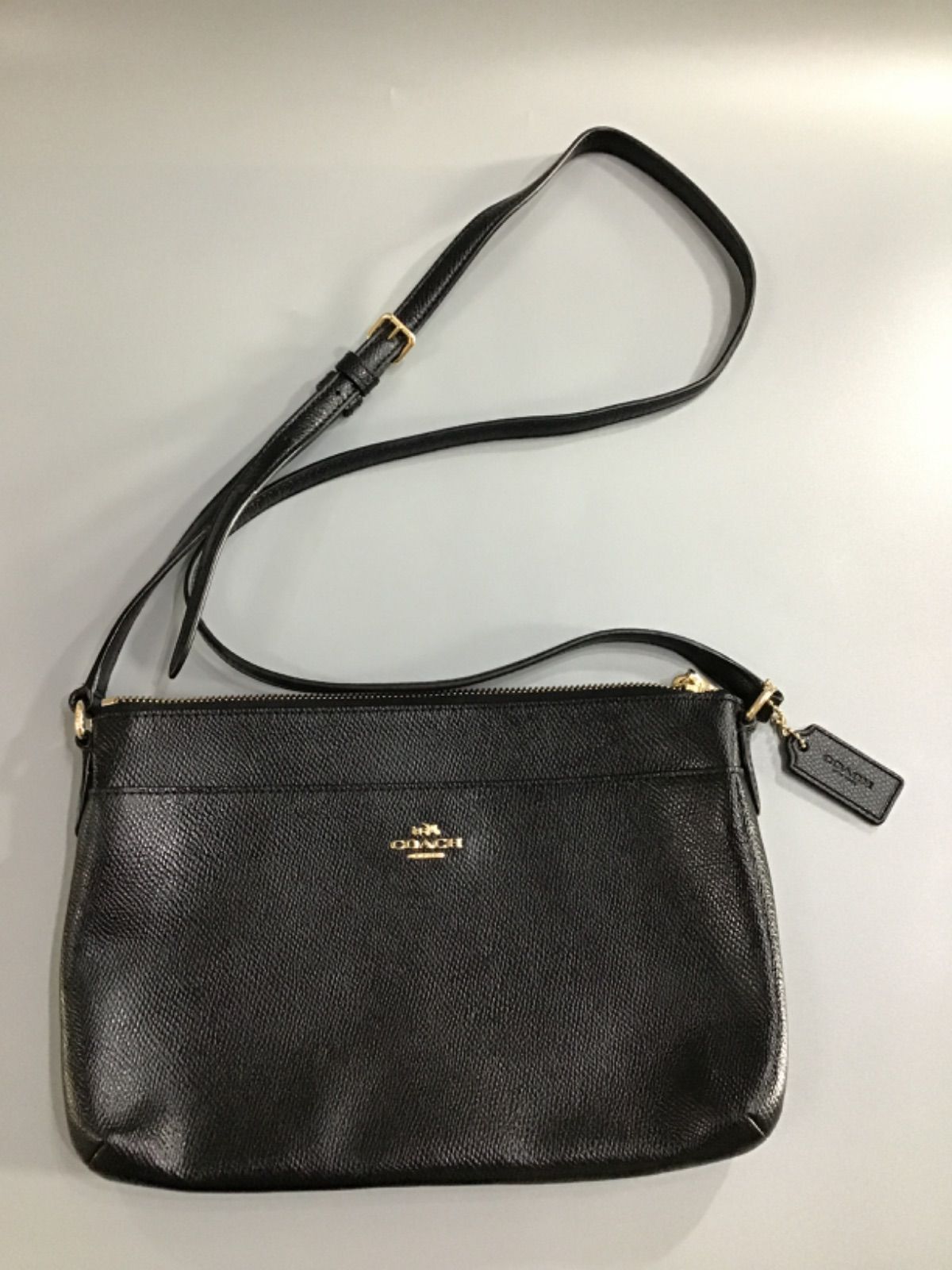 美品】COACH コーチ ショルダーバッグ レザー 黒 ゴールド金具