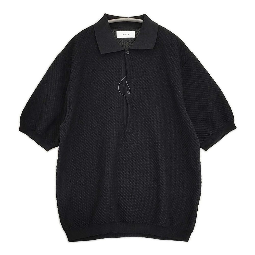 marka ORGANIC COTTON TWIST YARN SKIPPER KNIT サイズ2 定価35200円 M25B06SW01B ニット ポロシャツ 25SS ブラック メンズ マーカ【中古】6-0512S♪