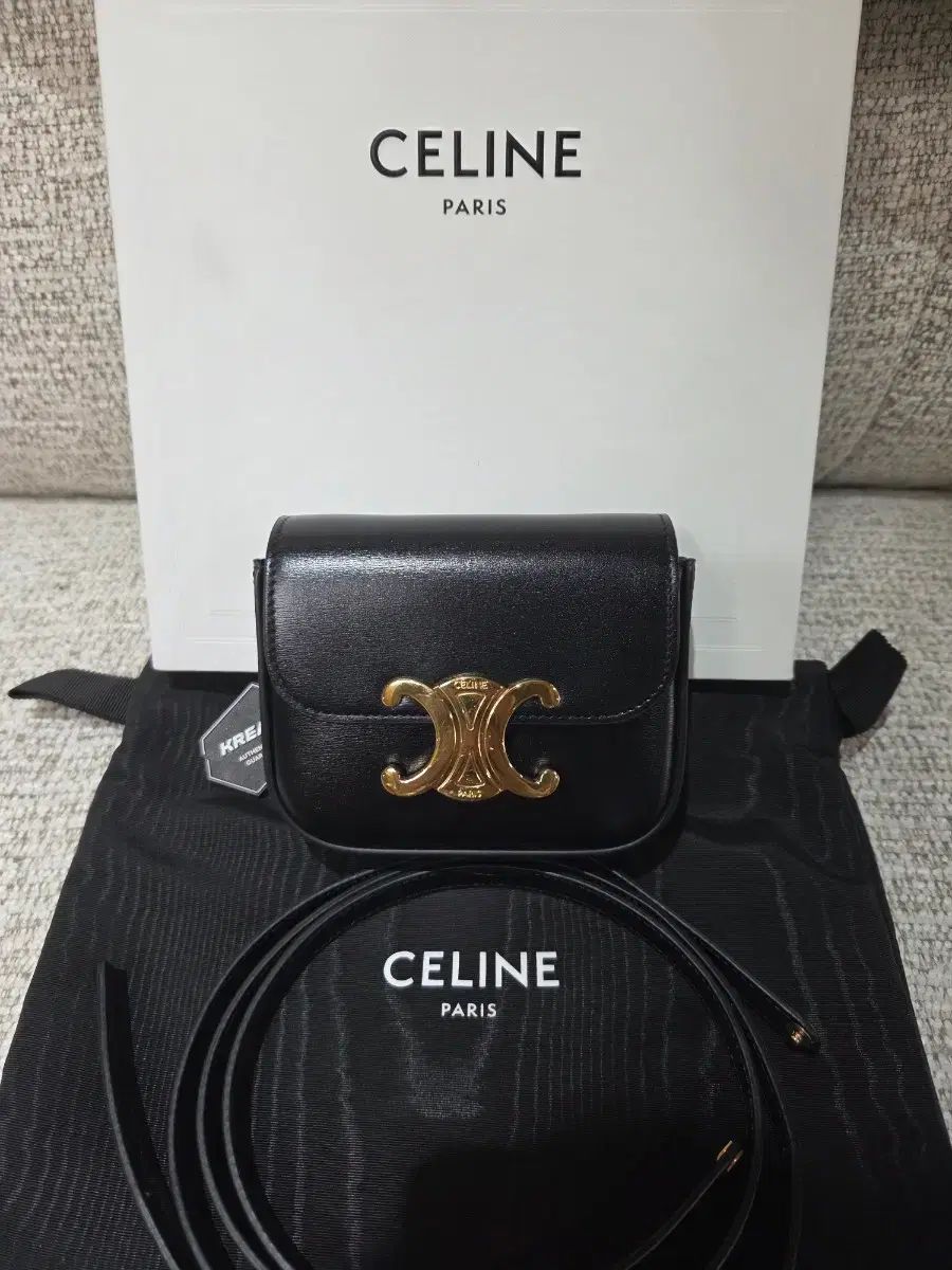 (正規品/クリーム タグも取っていない新品) Celine セリーヌ ミニ クロード シャチュール シャイニー カーフスキン ブラック