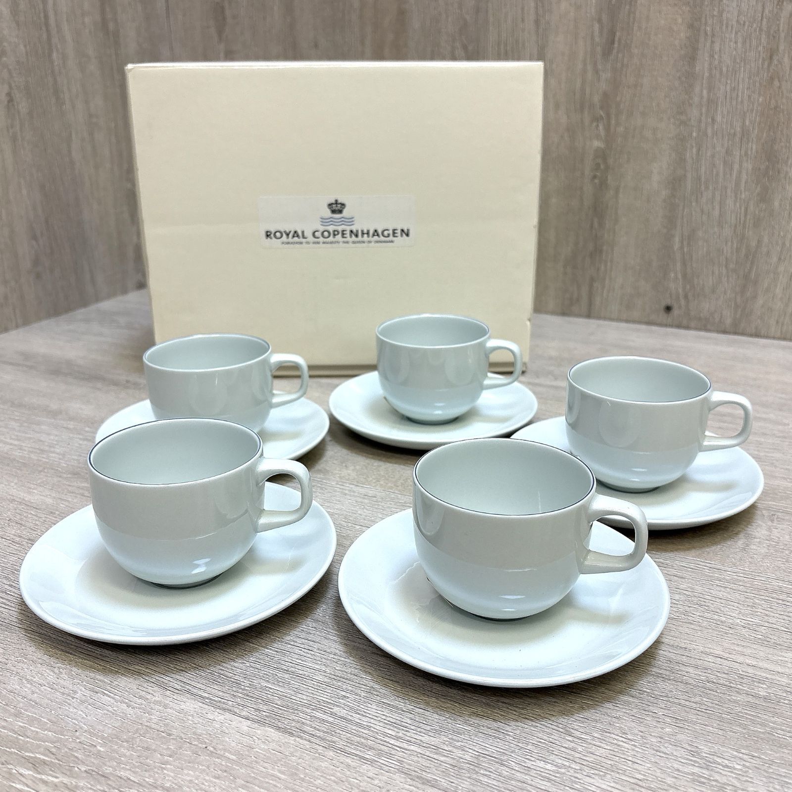 ROYAL COPENHAGEN FAJANCE カップ＆ソーサー 5客セット ロイヤルコペンハーゲン 北欧 箱付き 未使用保管品 C&S