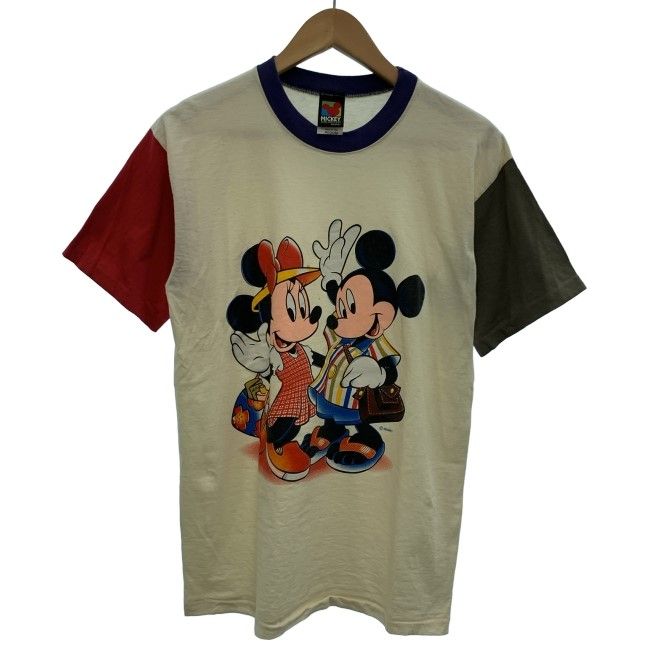 【中古】　Disney　Tシャツ　90s vintage　90年代　OLD　(C)Disney　半袖　トップス　クルーネック　キャラクター　ディズニー　ミッキー　ミニー　プリント　USA製　古着　/1953
