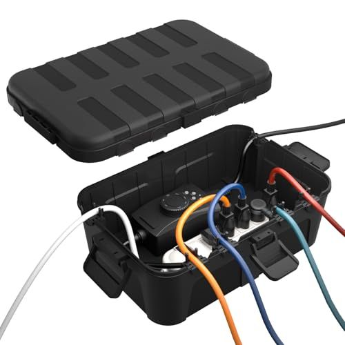 RESTMO 大型コンセントボックス 屋外 電源 防水 ボックス IP54 雨よけ 耐候性 ガーデンライト、タイマー、コンセントプラグに最適 黒as 888c9216