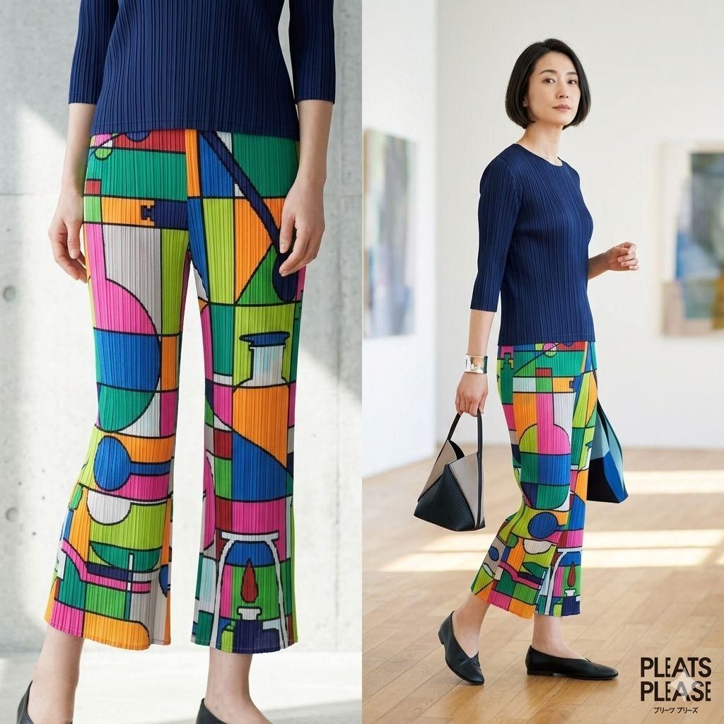 PLEATS PLEASE【3】プリーツパンツ ステンドグラス柄 激レア ランプ 19,185円