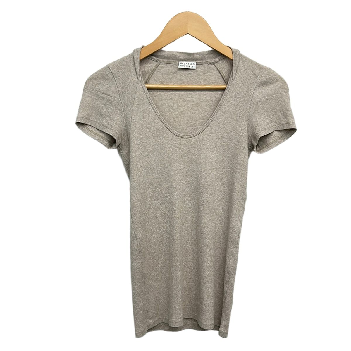 BRUNELLO CUCINELLI(ブルネロクチネリ) 半袖Tシャツ サイズS レディース美品 - ライトグレー Uネック