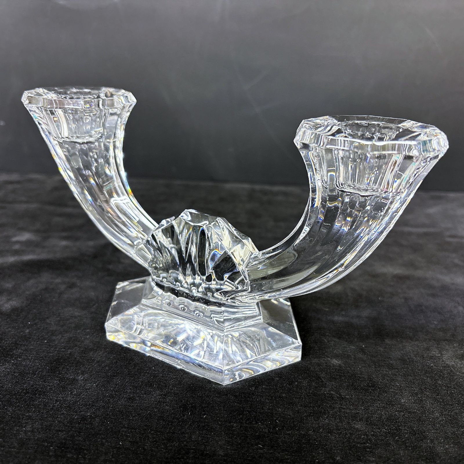 Val.st.Lambert ベルギー王室御用達 クリスタル キャンドルスタンド Val St Lambert ヴァルサンランベール クリスタル キャンドルホルダー