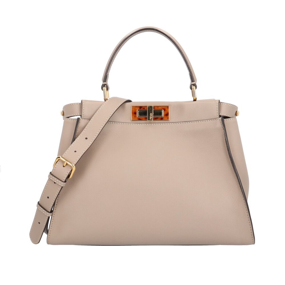 フェンディ ミディアム ピーカブー レギュラー ショルダーバッグ レザー 8BN290 ベージュ レディース FENDI 中古 フェンディ