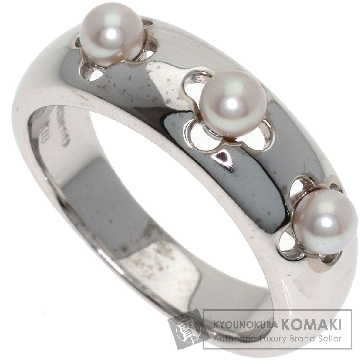 MIKIMOTO ミキモト 3P パール 真珠 リング・指輪 K18WG レディース [中古]