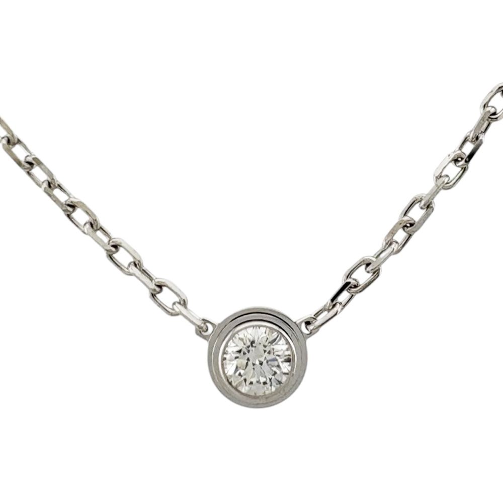 カルティエ ダムール ディアマンレジェ 約0.09ct ネックレス 18金 K18ホワイトゴールド ダイヤモンド レディース CARTIER 中古 カルティエ