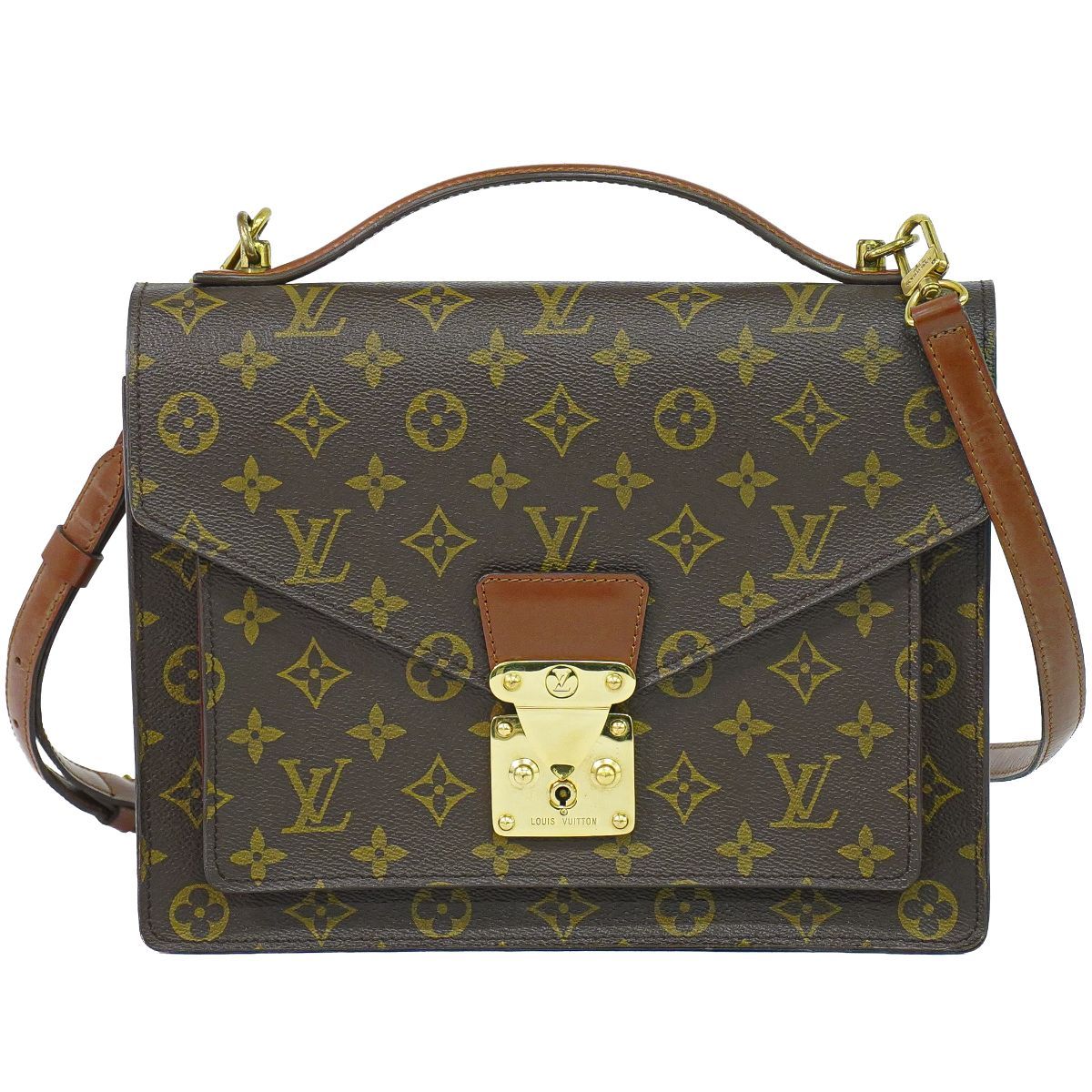 本物 ルイヴィトン LOUIS VUITTON LV モンソー モノグラム 2WAY ショルダーバッグ ハンドバッグ ブラウン M51185 ビトン バッグ 中古・