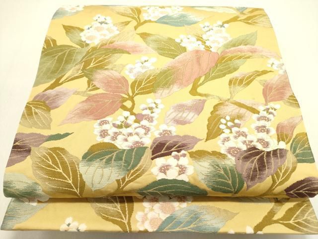 平和屋着物●六通柄袋帯　草花　正絹　逸品　DABE1829op
