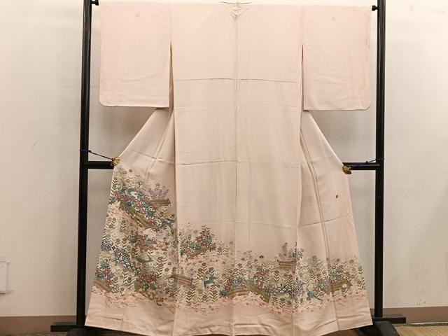 平和屋着物●本加賀友禅作家　染元千紅代表　寺西一紘　色留袖　花鳥文　正絹　逸品　BAAX4819mz
