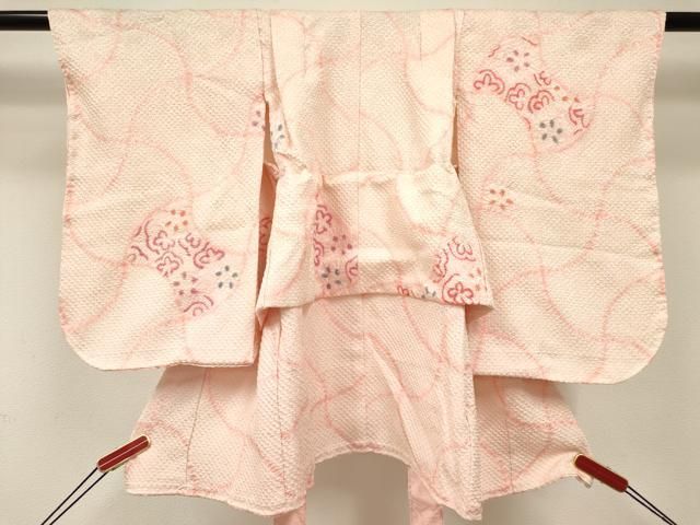 平和屋着物[]七五三　女の子　３歳　祝着　三つ身　総絞り　分銅花文　逸品　DABE7090ma