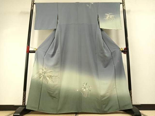平和屋着物●十日町　加賀草木友禅の第一人者　田村哲彦　訪問着　草花文　暈し染め　正絹　逸品　未使用　AABI1473fy