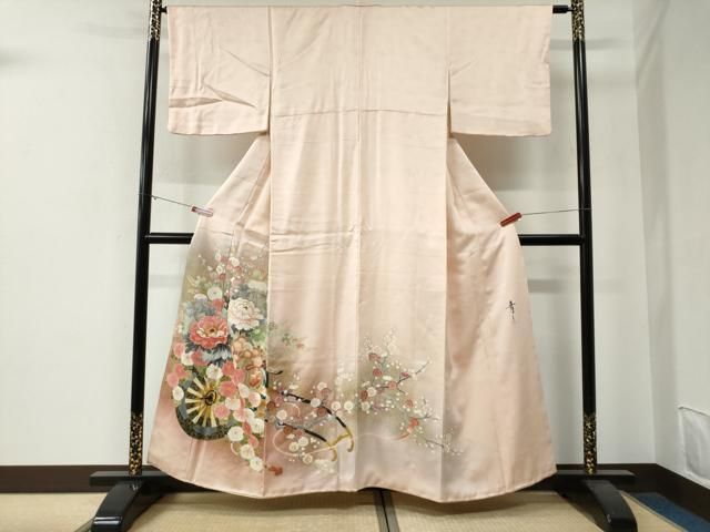 平和屋着物●京友禅の第一人者 松井青々 色留袖 駒刺繍 牡丹花車文 暈し染め 金彩 正絹 逸品 CABG0029yc