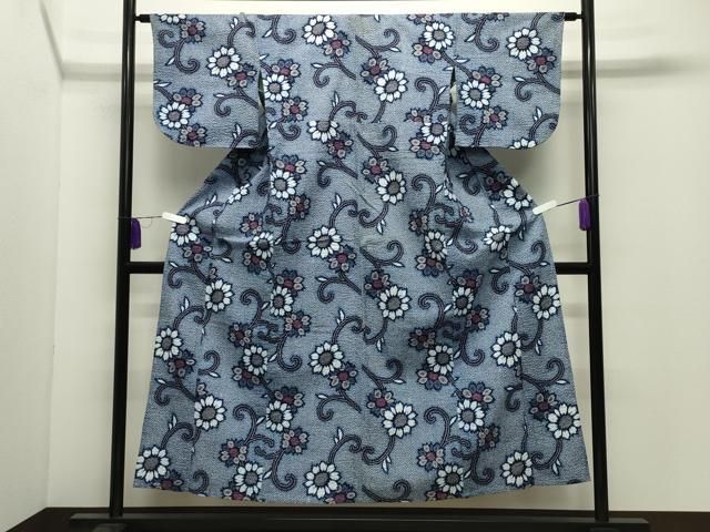 平和屋着物∴夏物　浴衣　花唐草文　綿　逸品　CABD9582gh