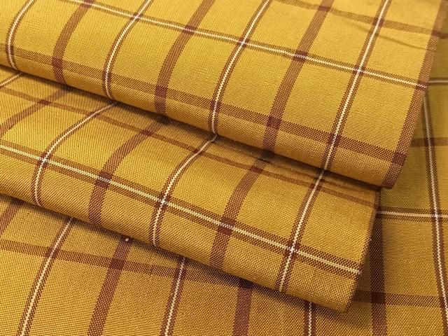 平和屋着物●本場黄八丈　平織　格子柄　正絹　逸品　CABD8168vp