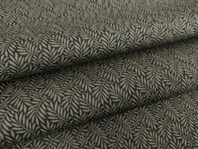 平和屋着物●男性　お召　キングサイズ　草葉文　黒地　正絹　逸品　DABD1207ps