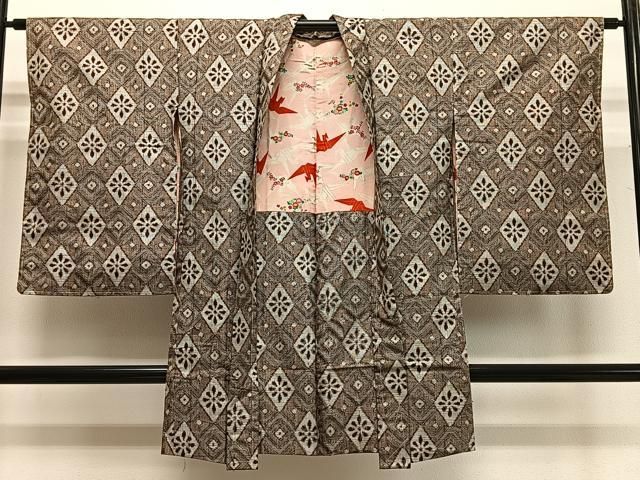 平和屋着物∞長羽織　本場大島紬　花菱文　正絹　逸品　未使用　CABD4760ua
