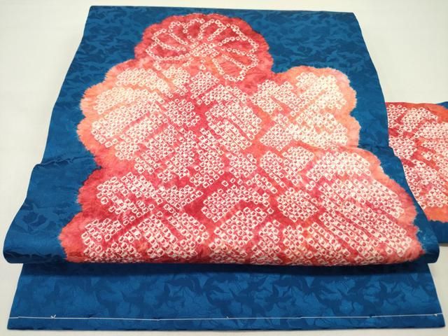 平和屋着物●九寸名古屋帯　絞り　菊　正絹　逸品　DABD0558op
