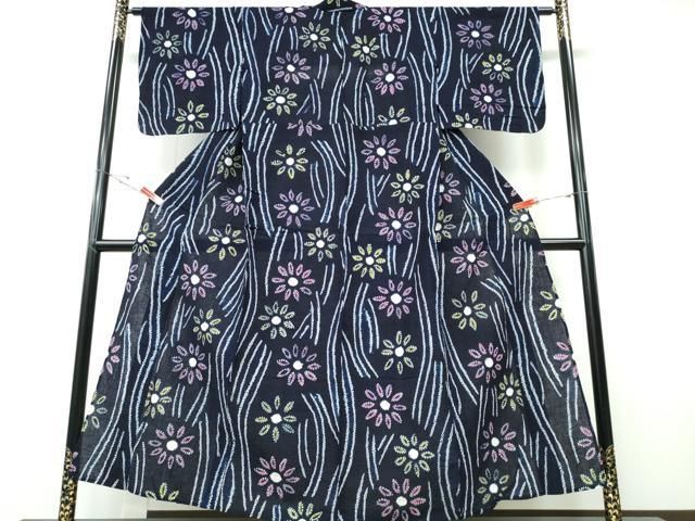 平和屋着物∴夏物　浴衣　有松鳴海絞り　流水菊文　綿　逸品　CABE8802ng