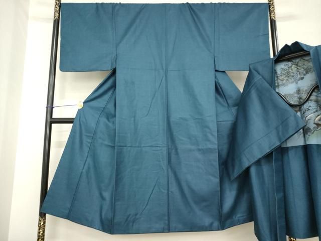平和屋着物●男性　紬　アンサンブル　亀甲文　正絹　逸品　AABH2600ck