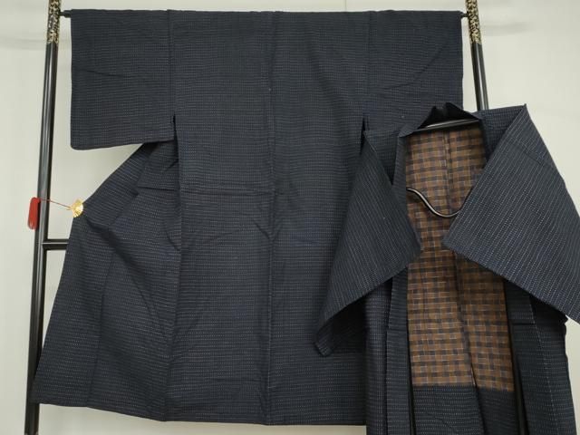 平和屋着物●男性　久留米絣　アンサンブル　横段文　綿　逸品　AABH3602cs