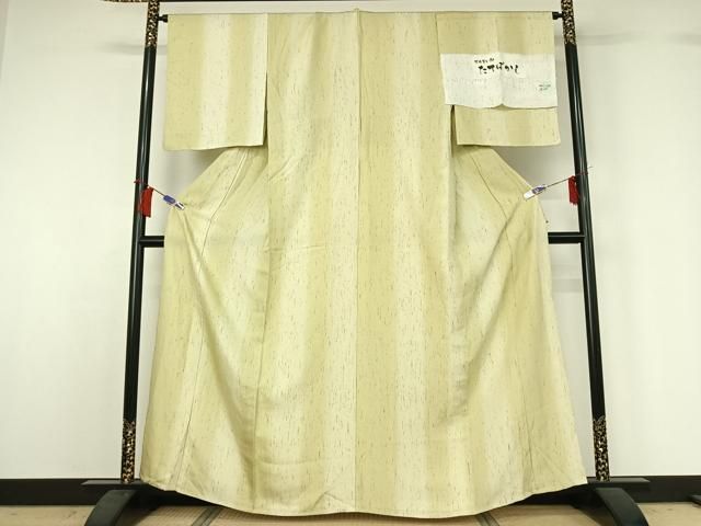 平和屋着物▽ぜんまい紬　単衣　たてぼかし　反端付き　正絹　逸品　AABH8631jh