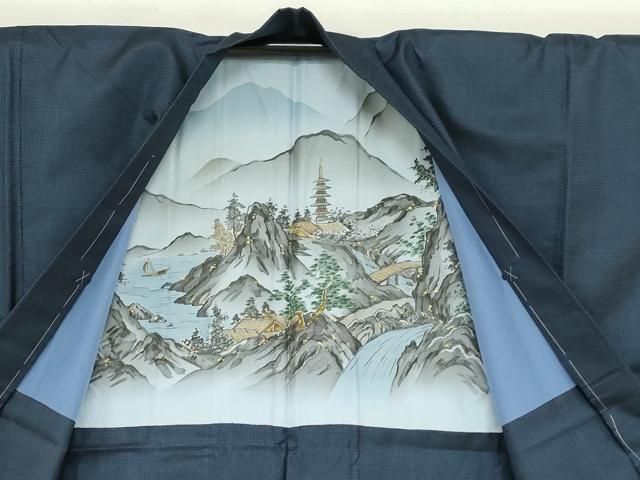平和屋着物○男性 本場大島紬 アンサンブル 長羽織 100亀甲 総詰め