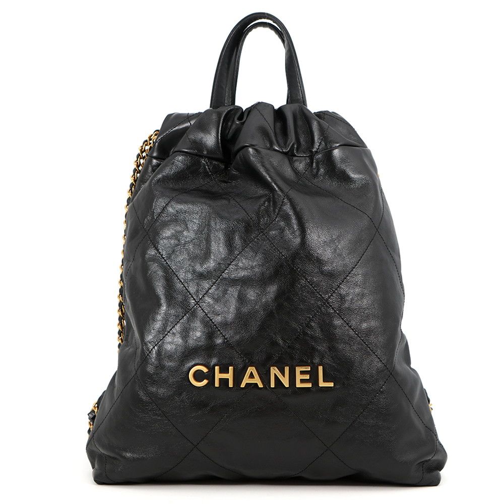シャネル リュック シャネル22 スモール シャイニーカーフスキン AS3859 CHANEL バックパック バッグ 黒